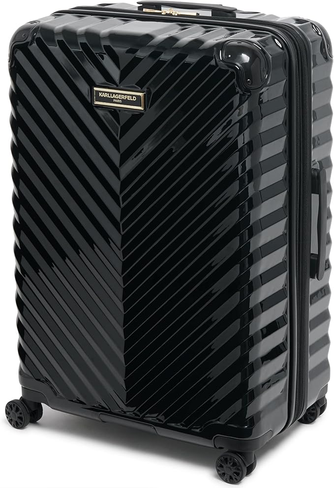 review Karl Lagerfeld Paris Women's Suitcase Spinner Wheels Hardside, Black, One Size