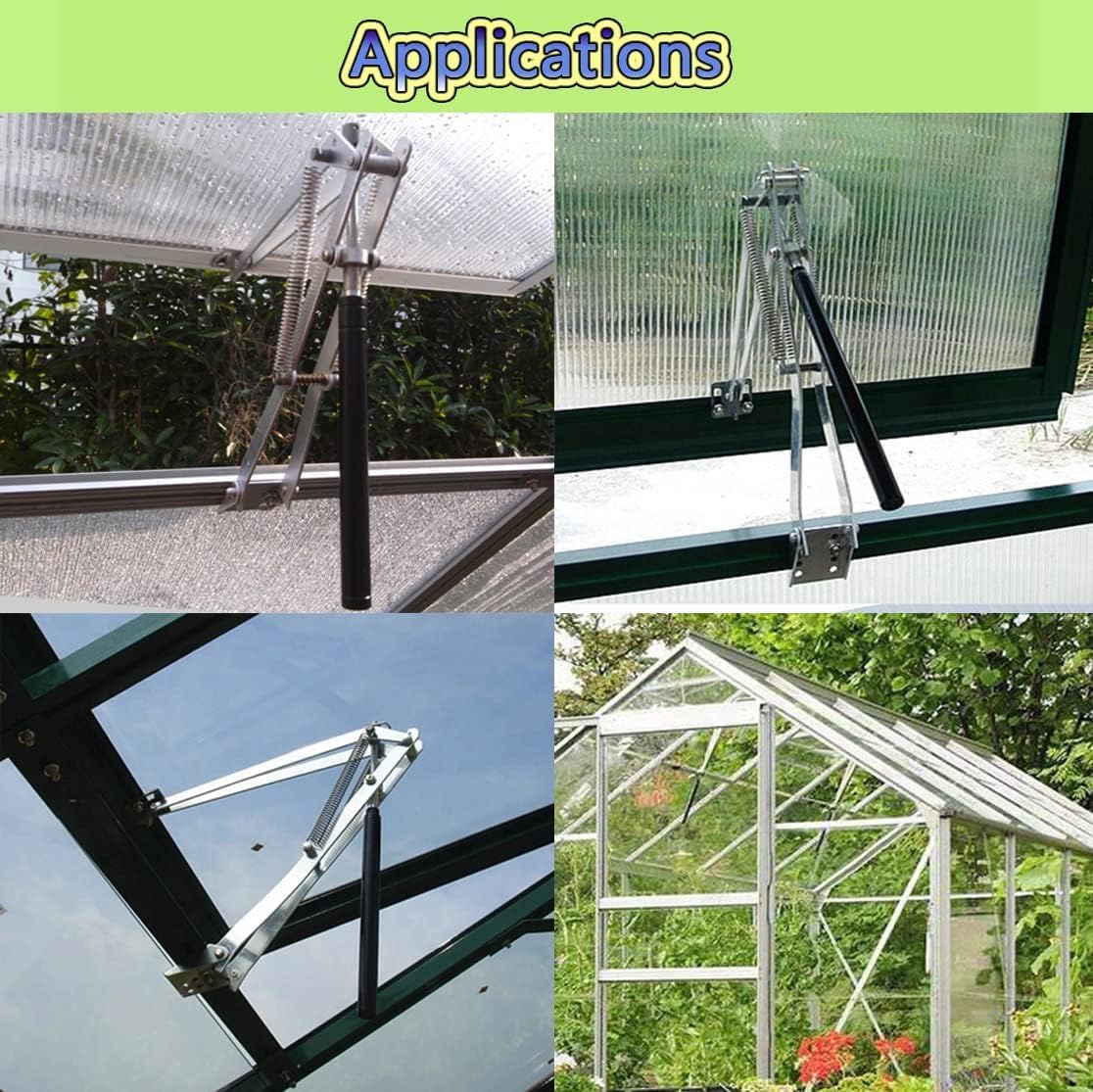 2 Pack Aluminum Greenhouse Automatic Window Opener, Solar Thermal Roof Window Opening Kit, Automatic Roof Vent Opener, Greenhouse Accessories (Double Spring)