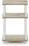Furinno JUST Side Table, 3-Tier End Table, Open Shelves Night Stand, Bedside Table, Toolless Assembly, for Living Room, Bedroom, Bathroom, Sonoma Oak