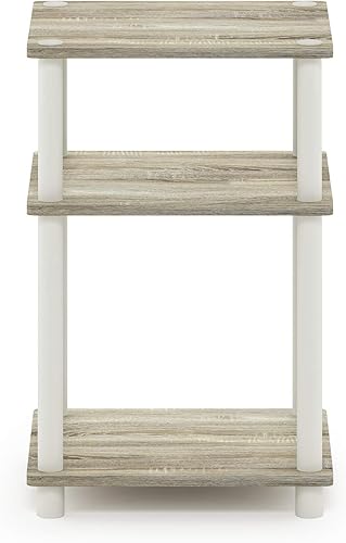 Miniatura 105 de Furinno Simplistic - Mesita de noche lateral lateral con tubos de acero inoxidable, paquete de 2, postes de 2 niveles, americano/cromado