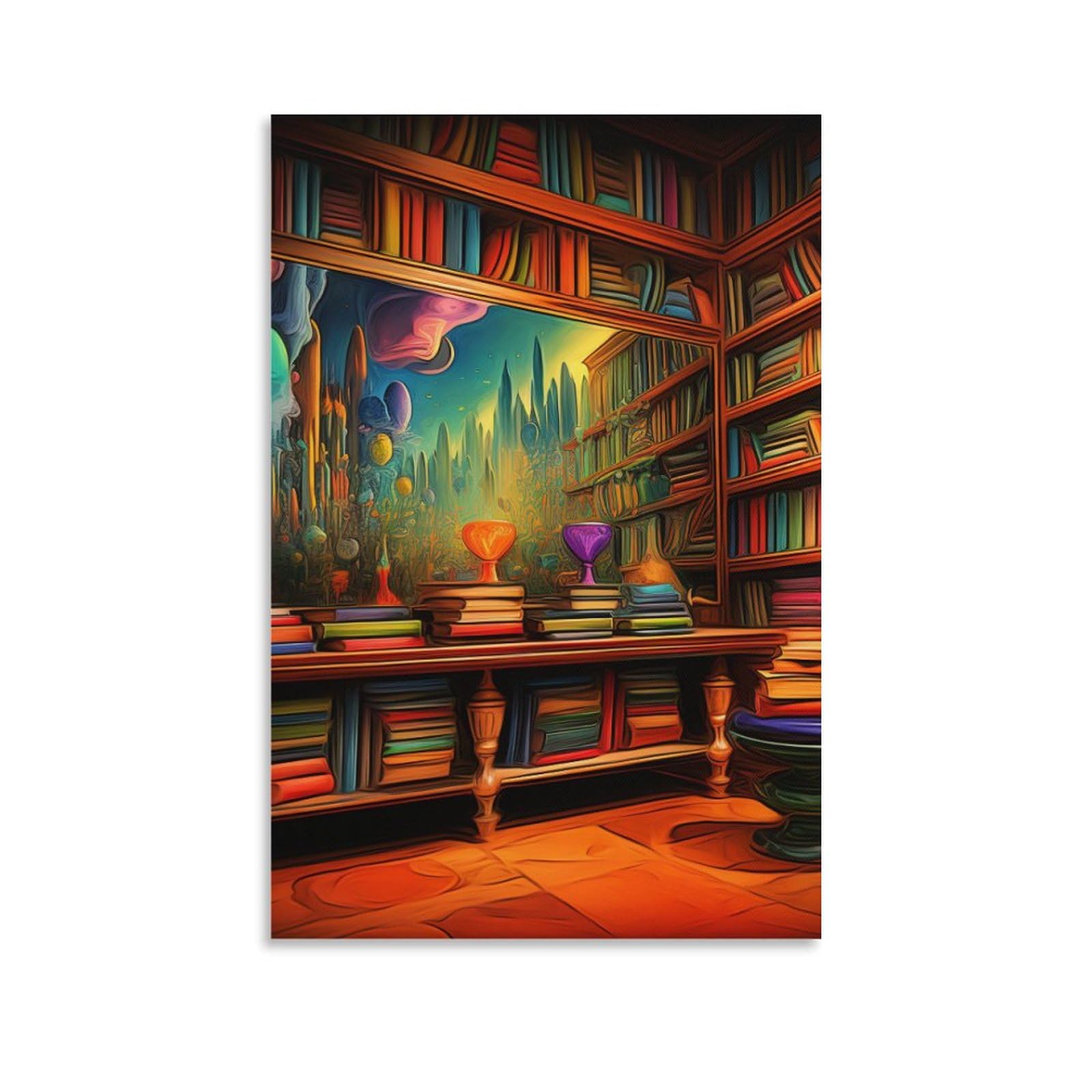 Bibliothèque murale impression toile déco maison salon tableau 50x75cm - 6
