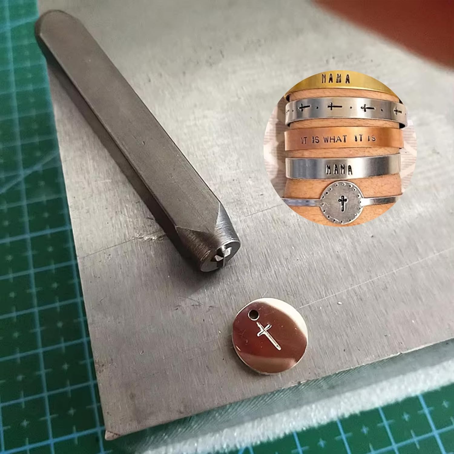 2 Pcs Metal Punch Stamp 6mm and 3mm Metal Stamps Tools,Cross Metal Punch Stamp Stamping Tool for Stamping/Punching Metal,Leather,Clay,Wood,Key Jewelry Craft Stamping Punching(Cross)