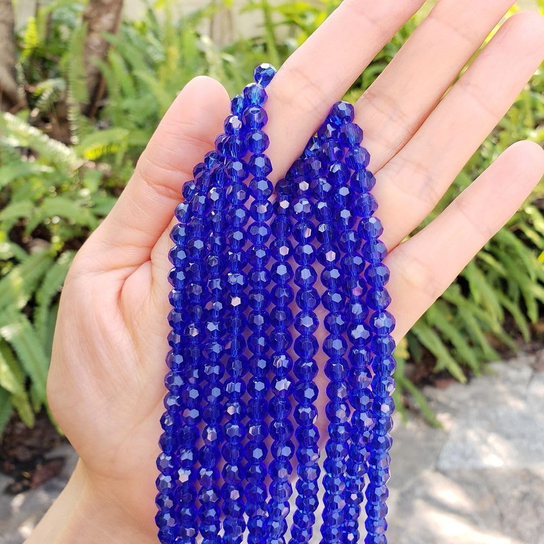 500pcs Czech 6mm Faceted Round Crystal Glass Loose Beads Spacers Bulk Cobalt Blue for DIY Craft Jewelry Making CC2R625 image 2