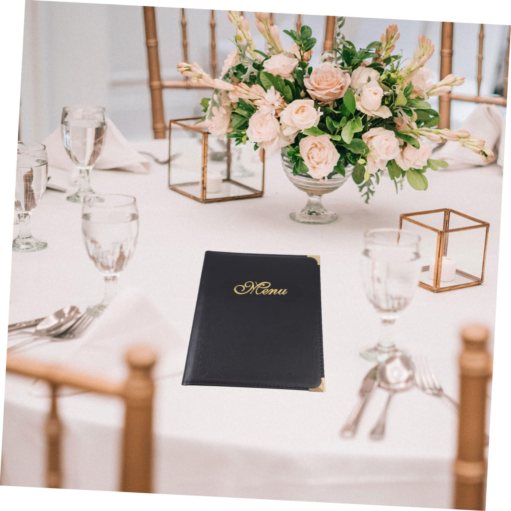 Carpeta en Pu Negro Diseño de Página Interior Deslizante y Esquinas Redondeadas de Menú Práctico Resistente a Caídas y Fácil de Usar para Restaurante y Hotel