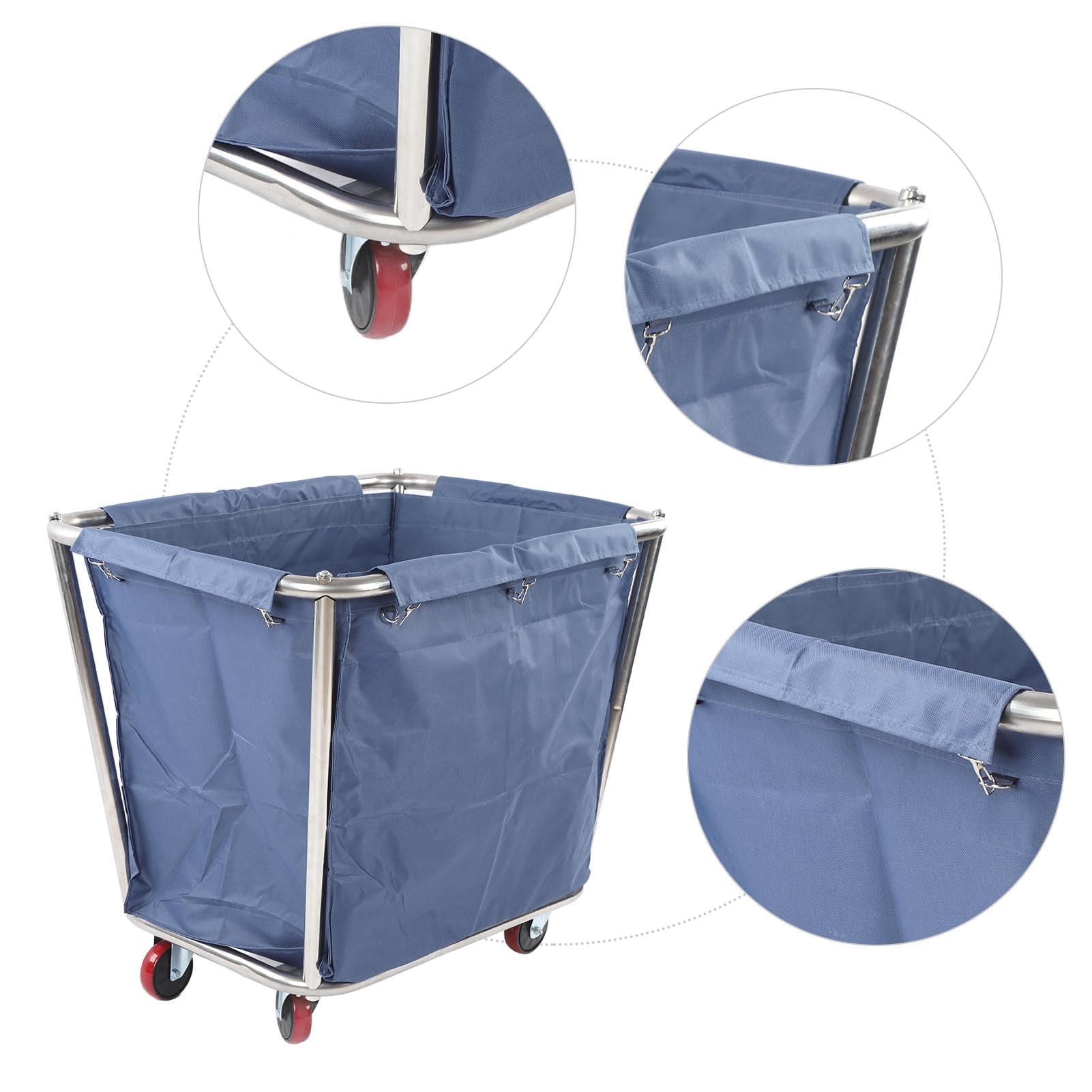 Carrito de Lavandería, Cesta de Lavandería Comercial con Ruedas, Cesta de Lavandería, Clasificador de Ropa con Marco de Acero para el Hogar, Hotel, Lavandería, 350 L