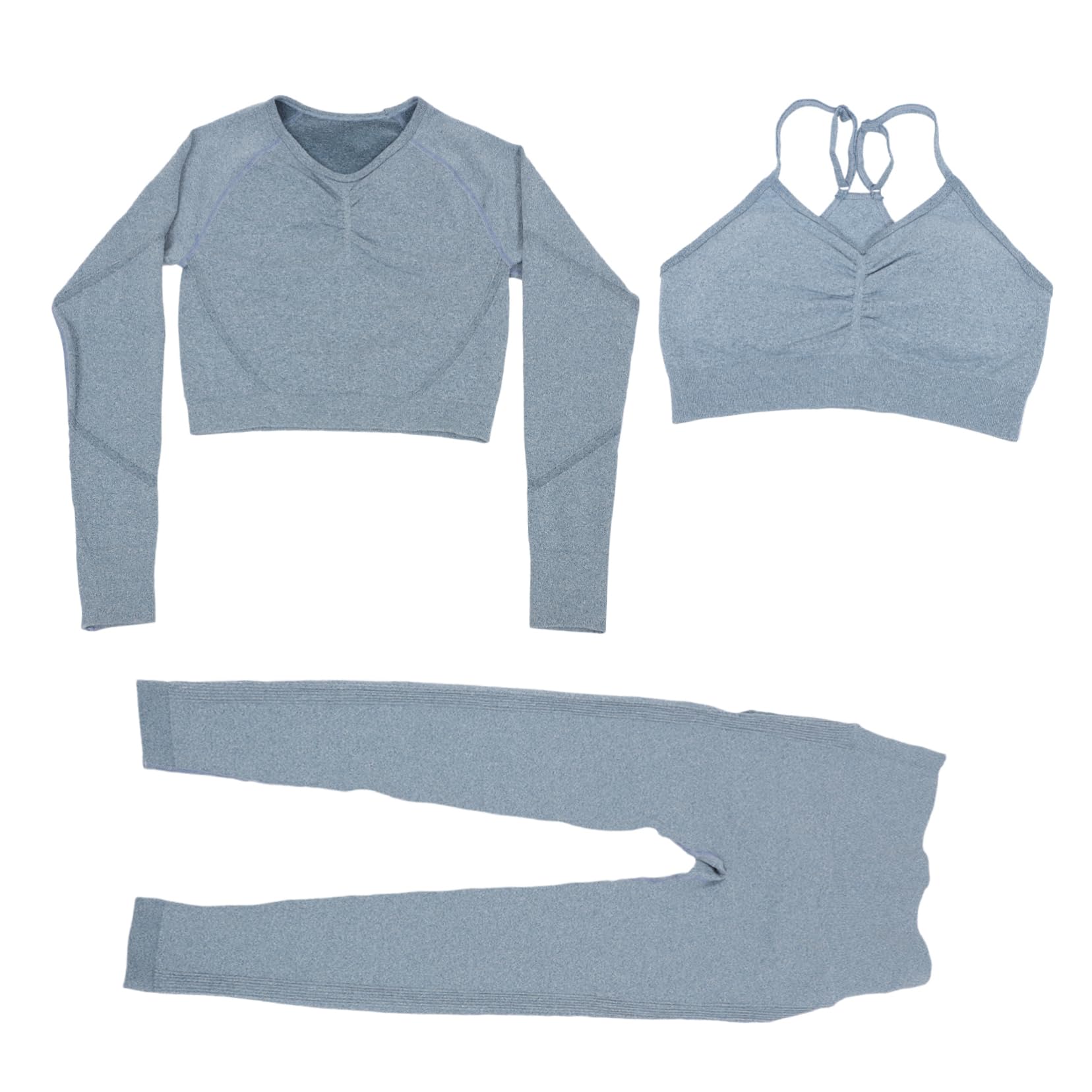 BESTYASH Ensemble de Yoga sans Coutures Bleu L, 1 Set, Chinlon, Haut