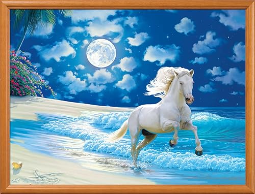 Miniatura 10 de Masterpieces EZ Grip - Rompecabezas de 300 piezas que brilla en la oscuridad, sementales salvajes, 18 x 24 pulgadas