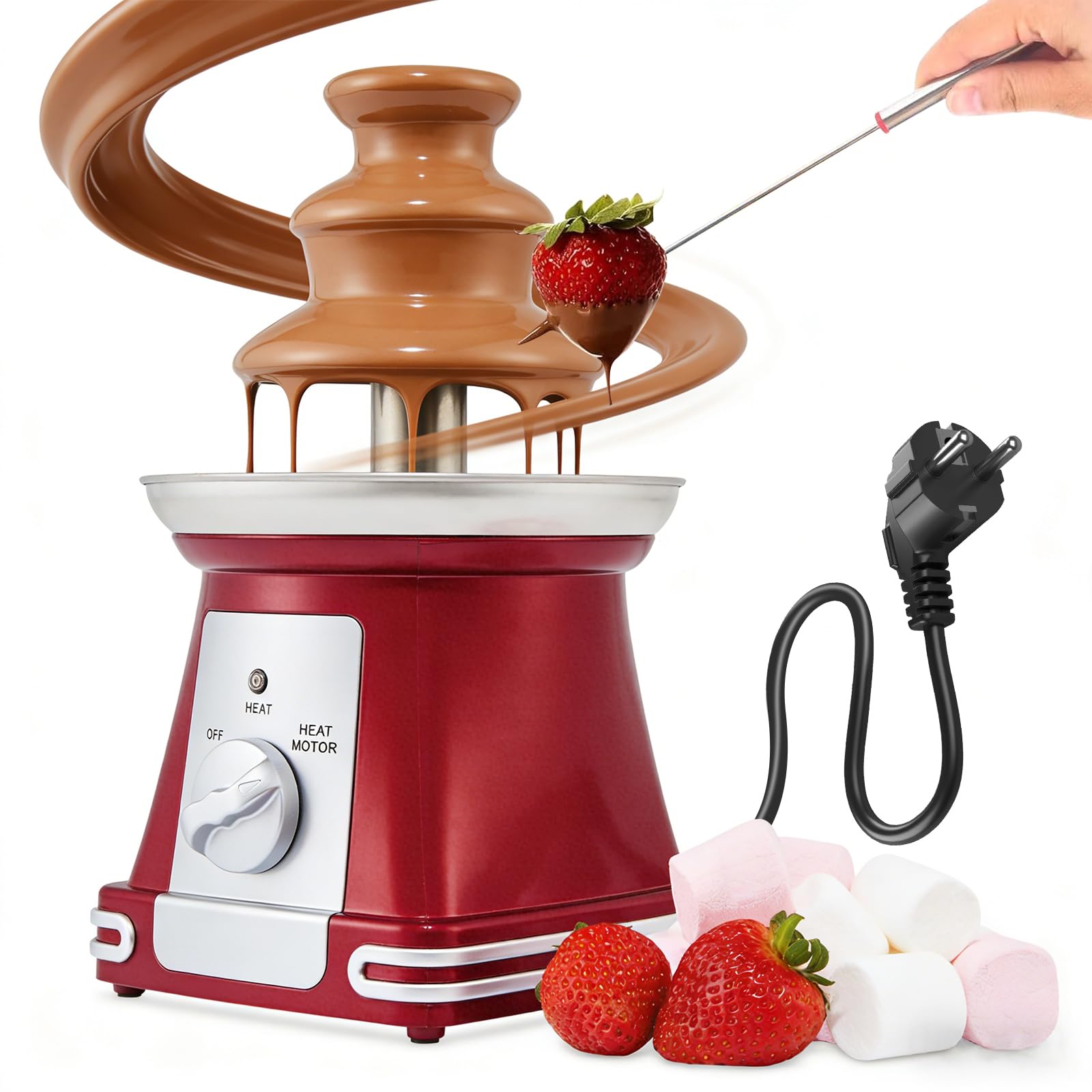 Fuente de Chocolate, 3 Niveles Fuente de Chocolate Eléctrica de Acero Inoxidable, Chocolate Fundido para Casa y Fiestas, Ideal para Navidad, Brunch y Recepciones