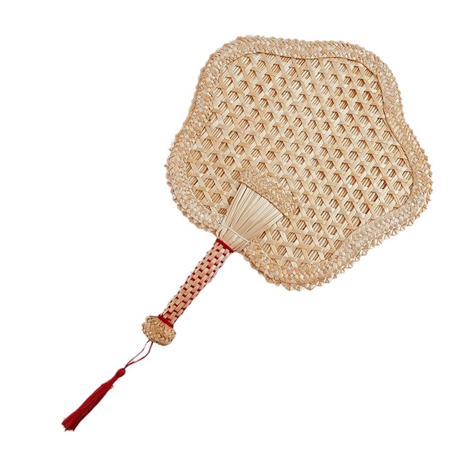 VOPLIVAT Woven Hand Fan, Hand-Woven Straw Fan, Lightweight Handheld, Home Decor, Parties, Outdoor, Multiple Sizes(Size 3)