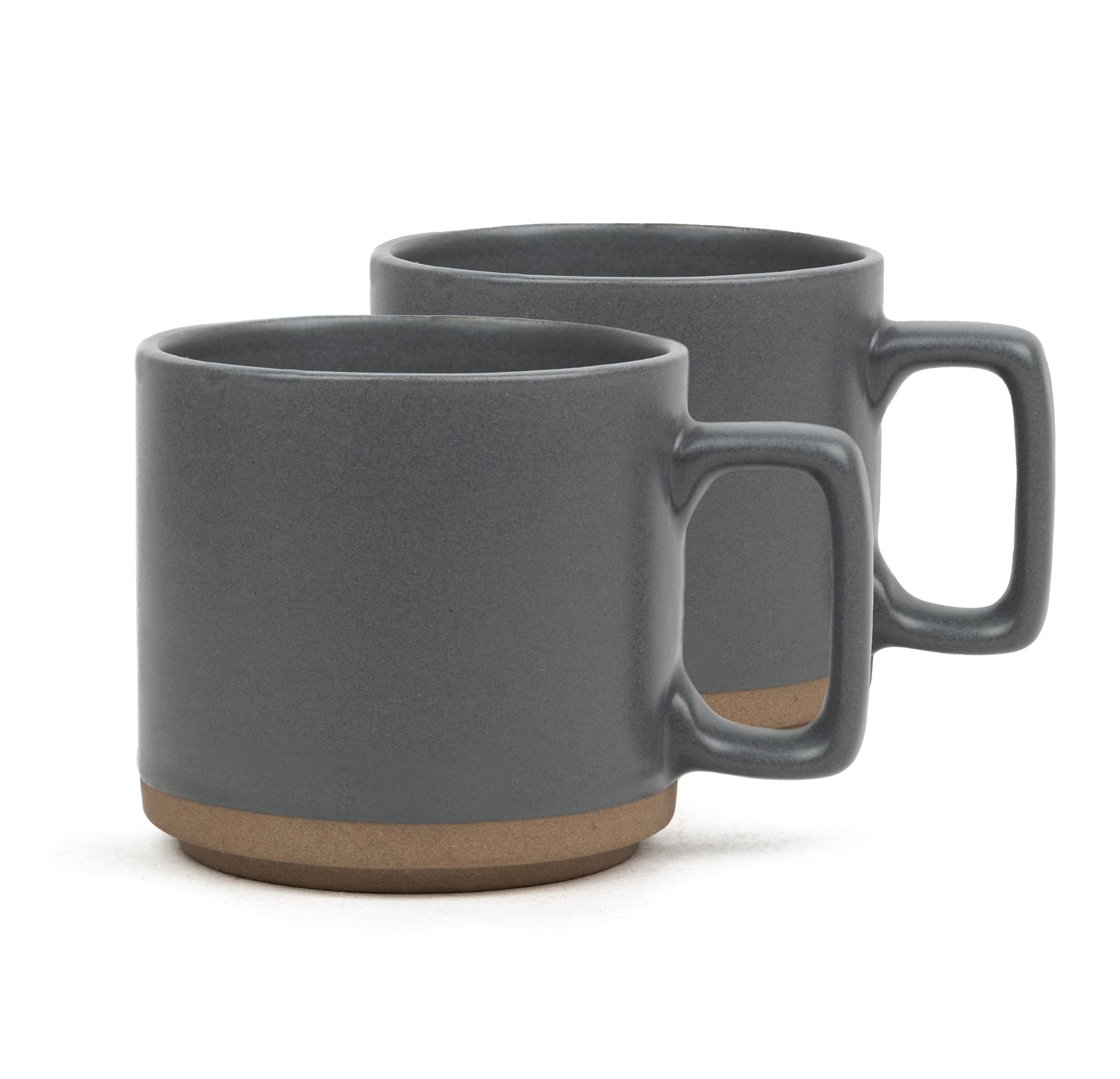 Shay Large Ceramic Coffee Mug Set of 2, Grey, 350ml | Ceramic Mug | Tea Mug | Matte Finish | Mug for Coffee | Ceramic Coffee Mug | Coffee Cup | Microwave Safe