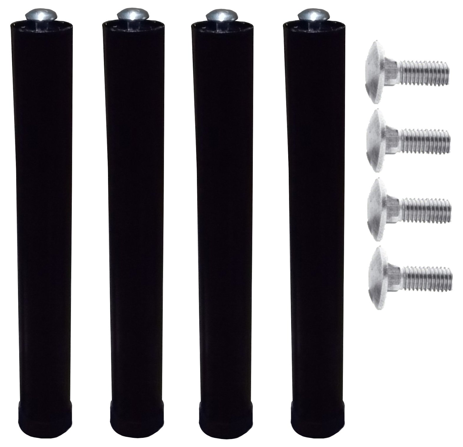 DOLCI SOGNI Set 4 Piedi Letto, Piedi per Rete a Doghe Universali, Fissaggio con Bullone, Gambe Letto in Acciaio Nero, Altezza 35 cm, Piedini letto Matrimoniale e Singolo, 100% Made in Italy