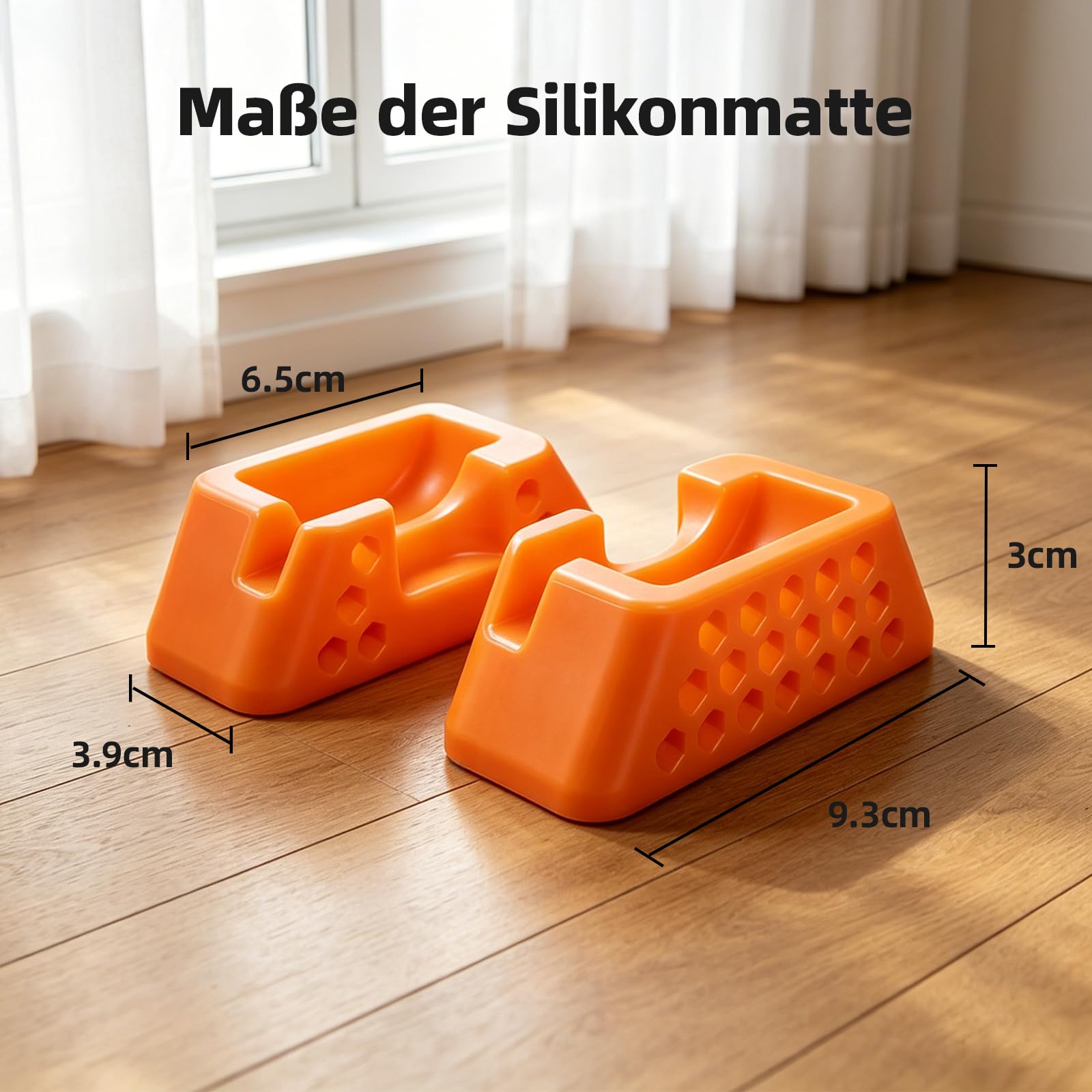 Lichico Laufbanderhöhung, orangefarbenes Gummi-Stützpolster, 93 mm x 65 mm x 30 mm, Höhenverstellungsblock mit Belüftungslöchern