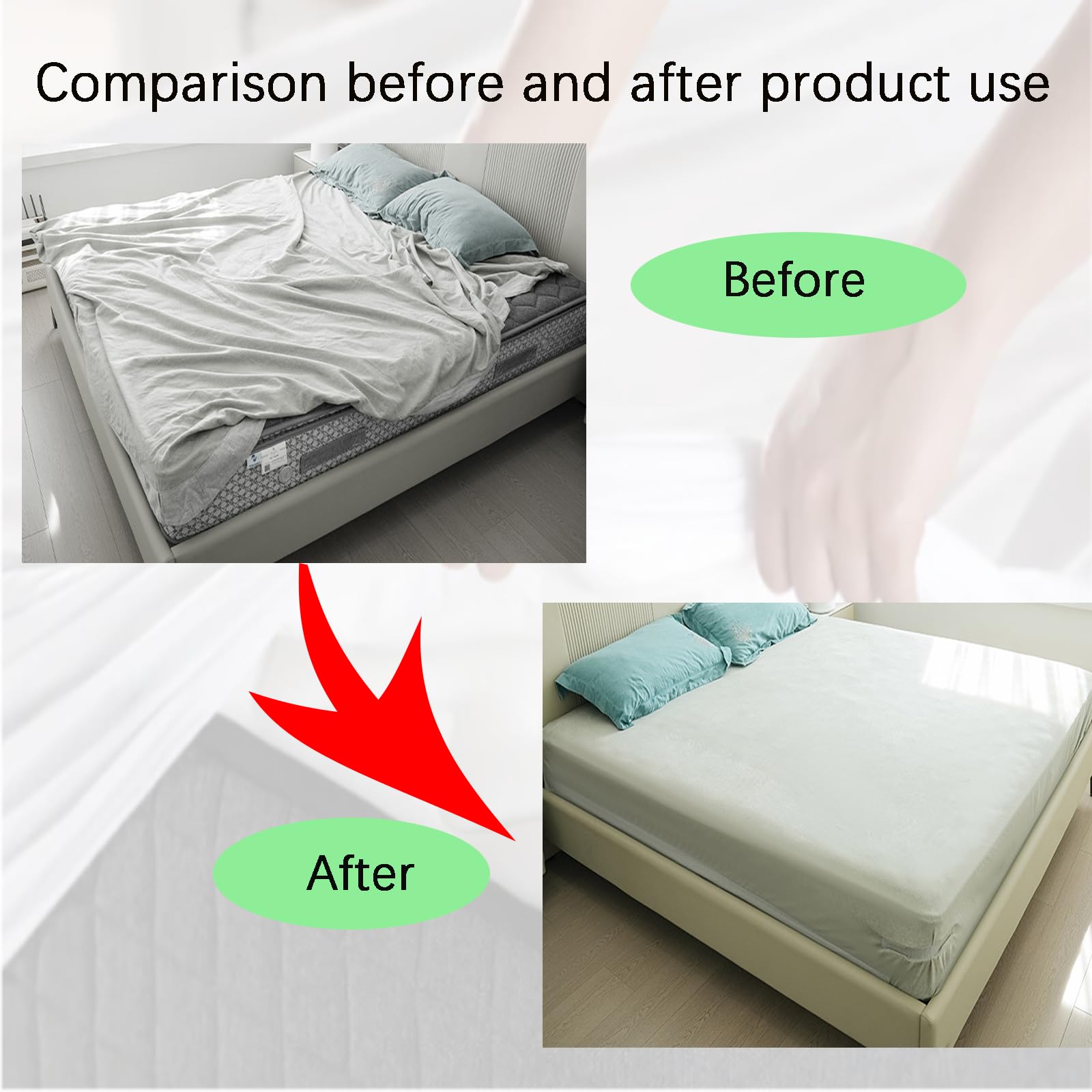 Bed Sheet Holders for Corners with Lock Strips, 4 Pack Adjustable Sheet Holders, Heavy Duty Fitted Sheet Holder, Keep Sheets Firm & Tight, Bed Sheet Holder Suitable for All Sheets (Grey)