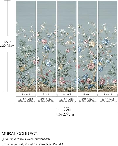 Miniatura 10 de REMIX Walls by Katie Hunt A-Street Prints Winter Chinoiserie Robin's Egg Blue Mural de pared