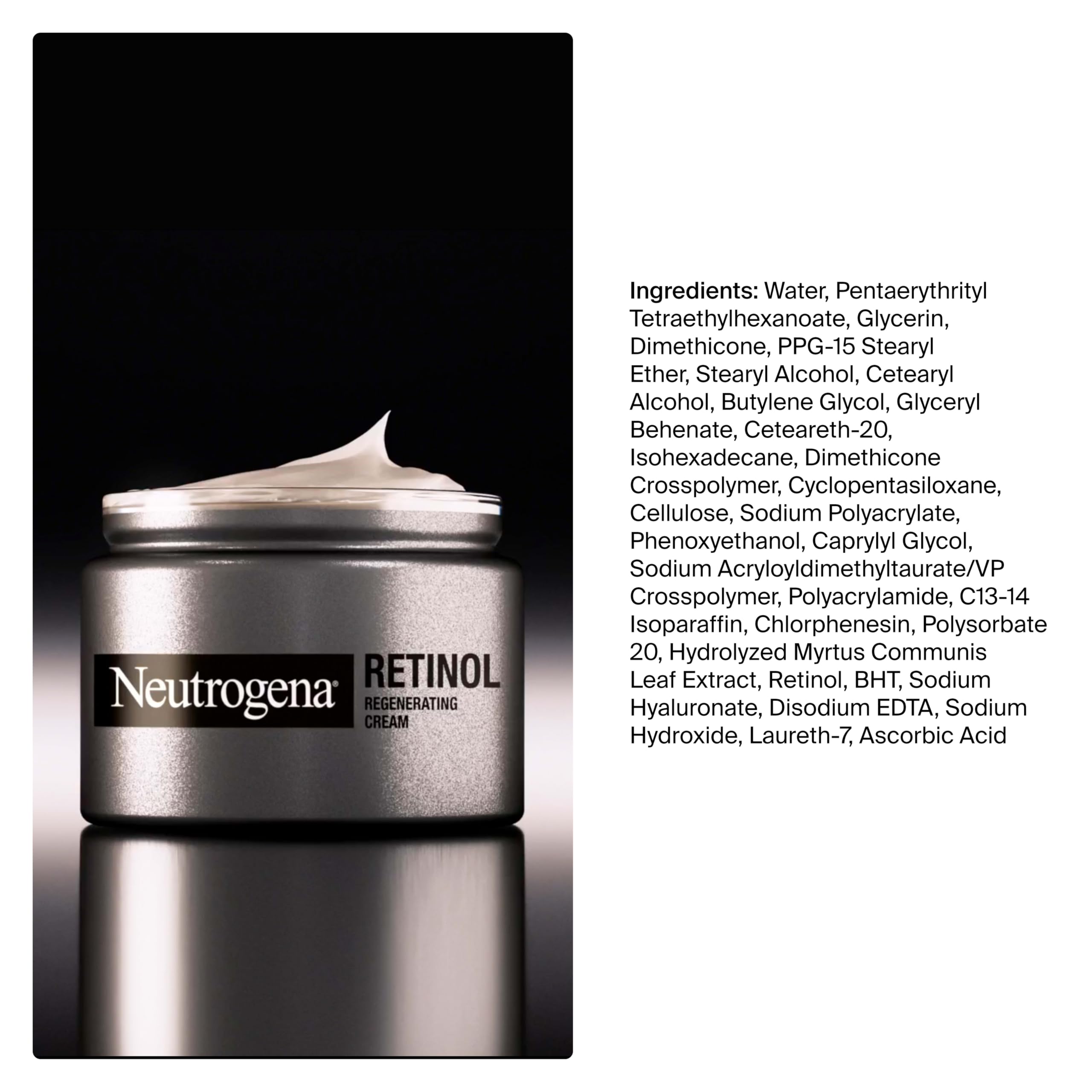 Neutrogena Rapid Wrinkle Repair Crème au Rétinol à l'Acide Hyaluronique, Crème Anti-Rides, Crème Hydratante , Éliminer les Taches Sombres pour le Visage, Crème de Jour et de Nuit 48,2 g
