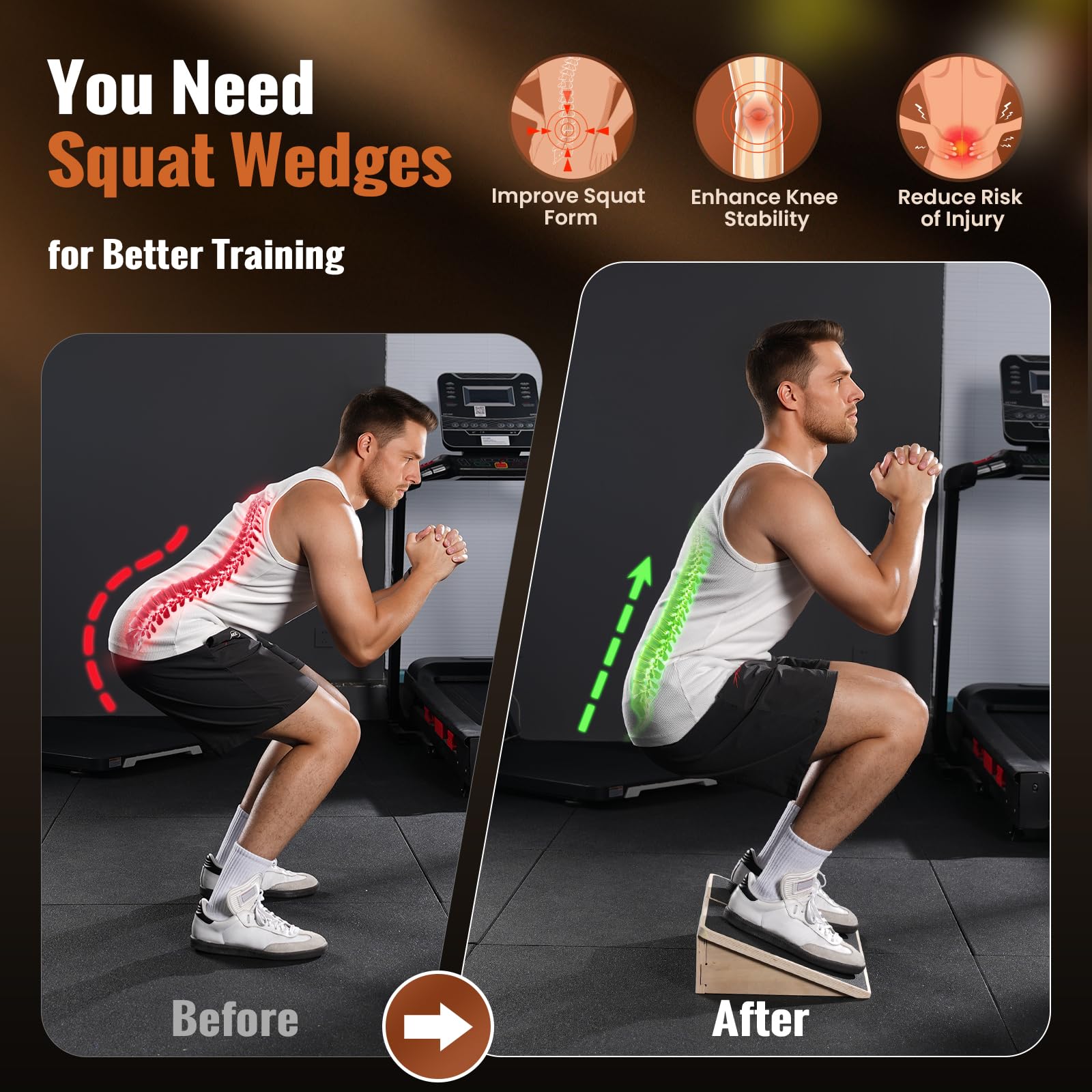 Sportneer Wadendehner Schrägbrett 540 KG – 15° / 20° Slant Board für Knieretter, Squat Wedge, Krafttraining & Balance Board Training – Rutschfestes Holz Stretch Board für Zuhause