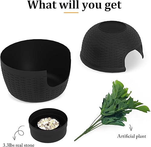 Miniatura 7 de keygarzone Caja de arena oculta con planta, muebles de arena para gatos con patrón de ratán para gatos grandes, material PP impermeable, fácil de