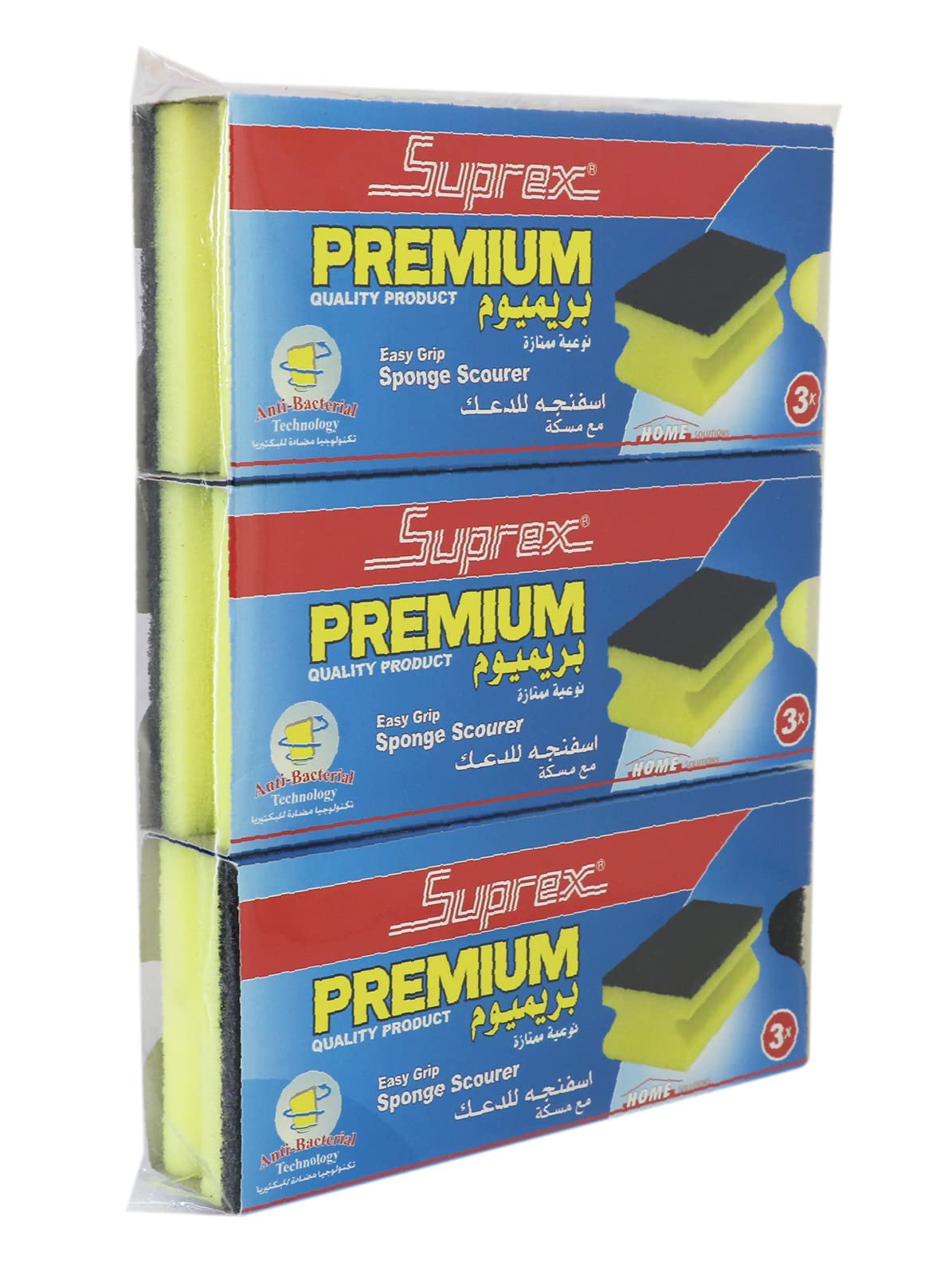 SUPREX Easy Grip Sponge Scourer [9-pieces] with Anti-Bacterial Technology | Dish Washing Foam Sponge for Kitchen and Bathroom