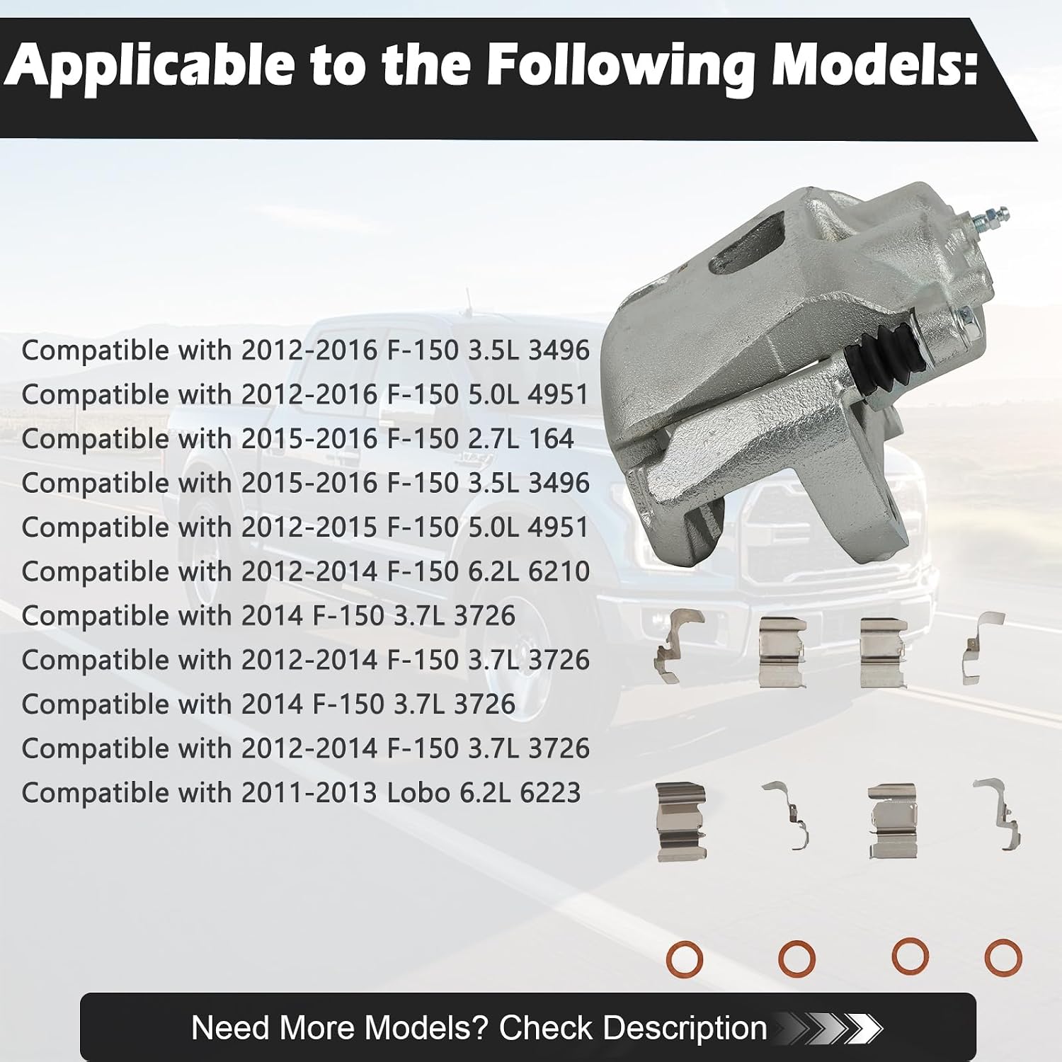 2PC Front Brake Caliper with Bracket Compatible for Ford F-150 2012-2020 Left & Right Disc Brake Caliper Assembly Replace# 18-B5405 18-B5404