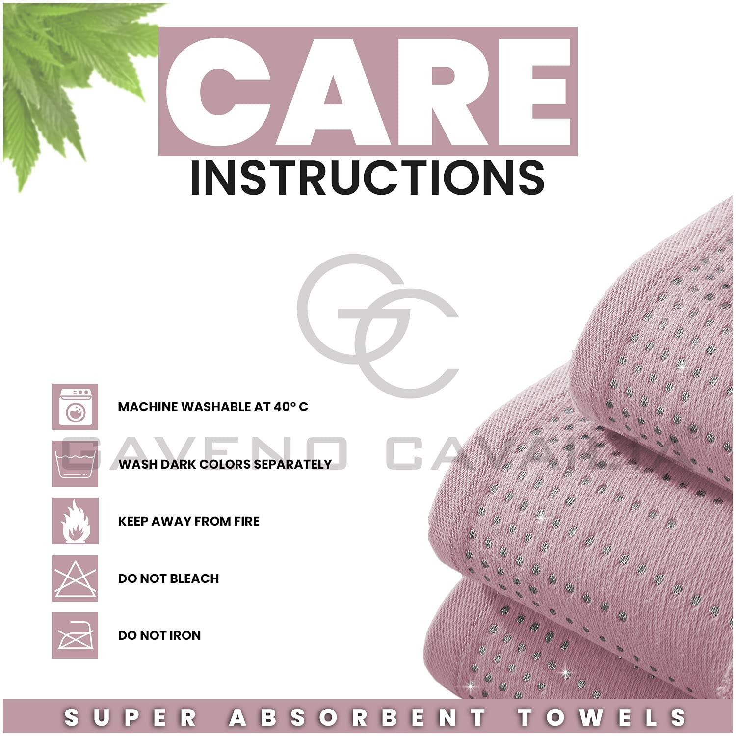 GC GAVENO CAVAILIA Juego de 2 Toallas Abington de Lujo, 100% algodón, Suave y Acogedor, Accesorio de baño, Color Rosa Rubor, Toalla de baño