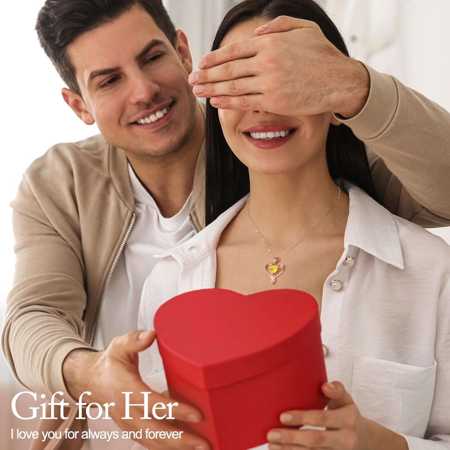 Birthday Gifts for Women Wife Infinity Heart Birthstone I Love You Necklace for Women S925 Sterling Silver Anniversary Wedding Gifts for Christmas Valentines Mothers Day Women's jewelry Diamond Pendant Necklaces Gift for Her Mom Daughter Grandma - Image 3