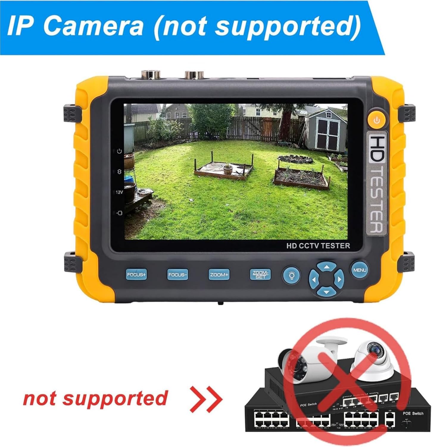 DC5V 1A CCTV Video Monitor Tester with BNC RS485 Audio Cable 12V 1A Output for TVI/CVI/AHD/CVBS Cameras US