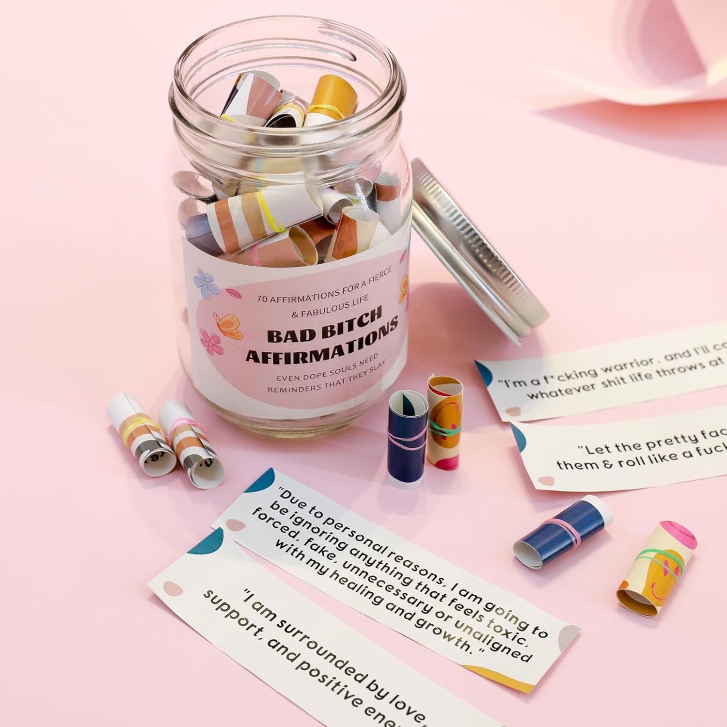 70 Positive Messages jar Funny Affirmation Jar Inspirational Reminders/Positive Jar for Women Wife Sister Friends - Image 6