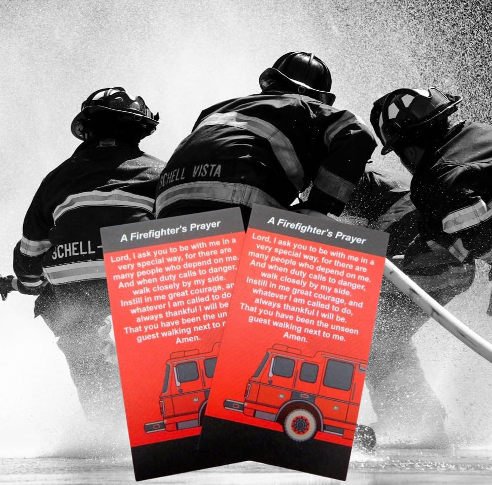 Miniatura 6 de Westmon Works Paquete de 10 tarjetas sagradas de bomberos de doble cara con diseño de bomberos y tarjetas del departamento de FD, hechas en los