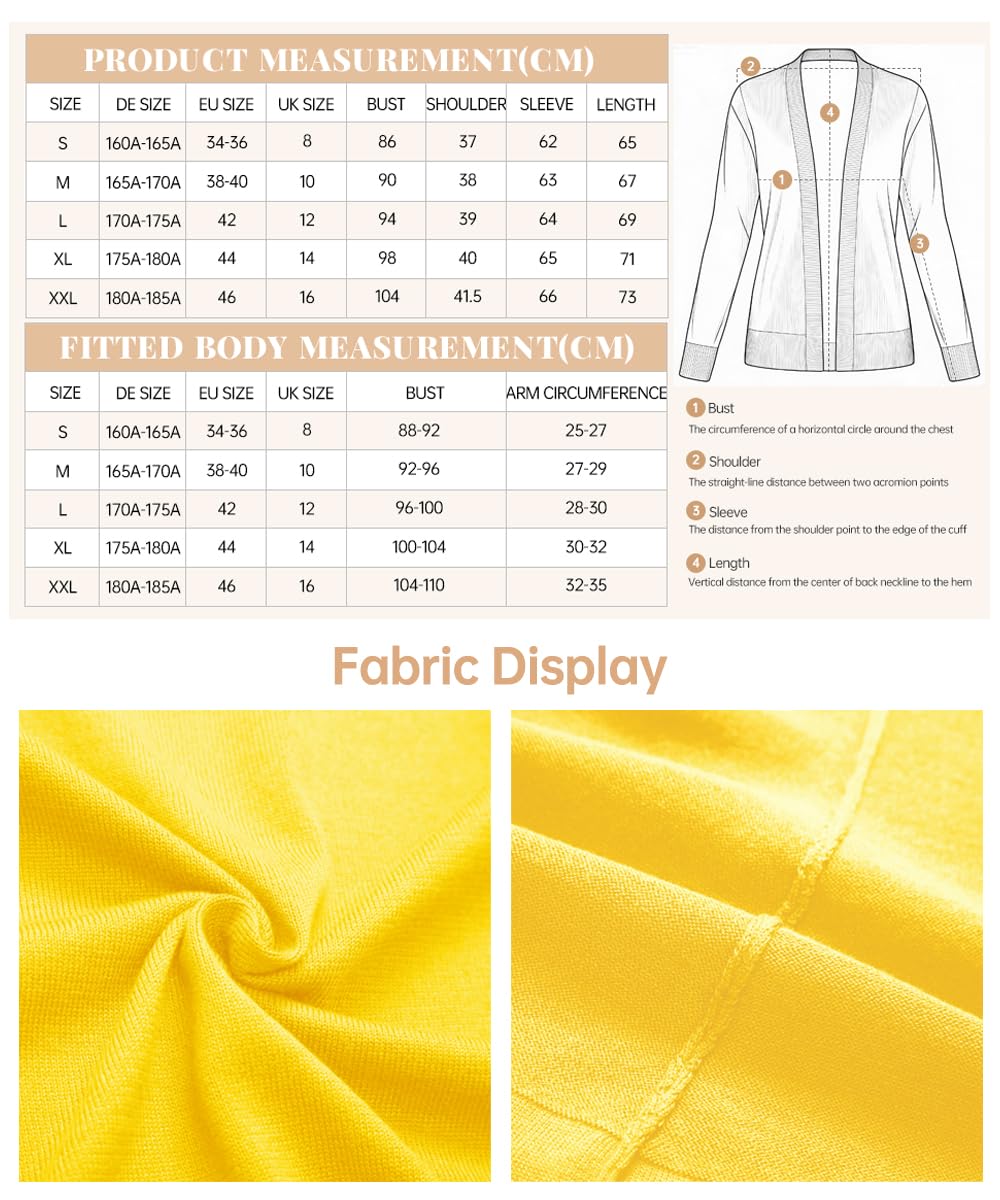 EXCHIC Damen Strickjacke Cardigan V-Ausschnitt Langarm Elastisch
