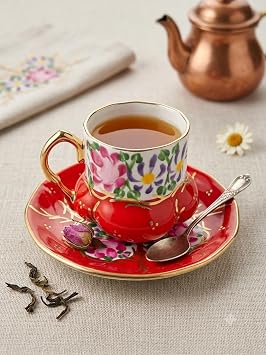 Handmade Double Saray Fincan-k rm z  1 Adet