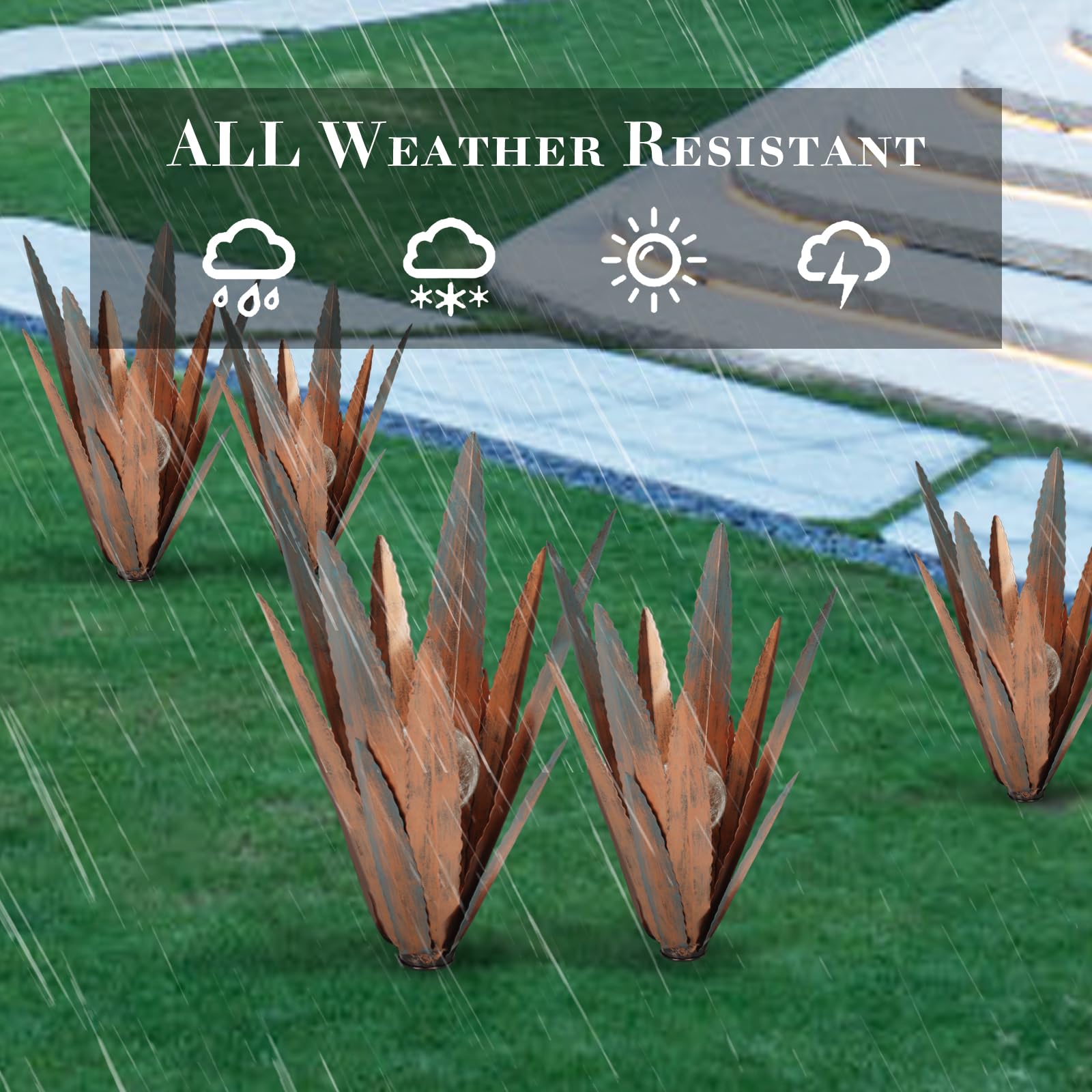 2pcs Tequila Rustic Sculpture,DIY Hand Painted Metal Agave Decor - MOOACE Outdoor Lawn Ornaments Yard Stakes,Tequila Rustic Sculpture for Garden,Lawn,Home Yard