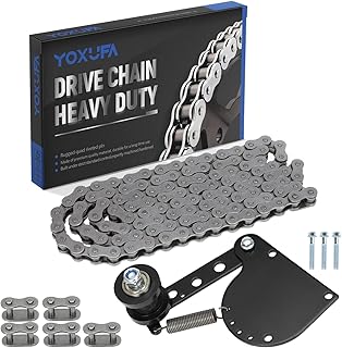 415H Chain 110L Links with ChianTensioner Adjuster Kit for 49cc 50cc 66cc 80cc 100cc 2 Stroke Motorized Bike Zeda BT80 YD100 Gas Motor Mountain Bicycle Engine Heavy Duty Parts Black