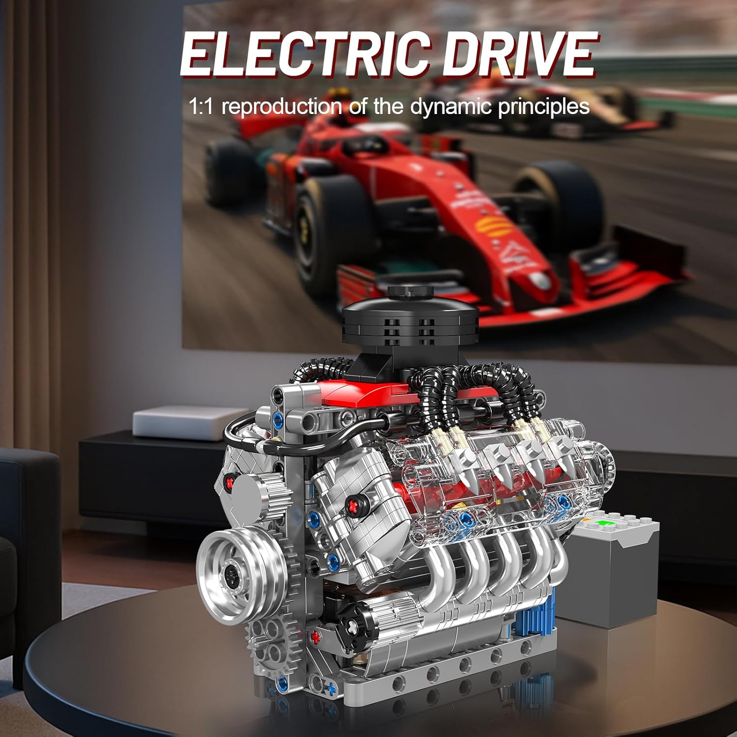 Mini V8 Engine Model Sets - 487 PCS DIY Building Toys Car Motor Kits That Runs - Gift Idea for Adults Boys Girls for Mechanic Engineering Construction