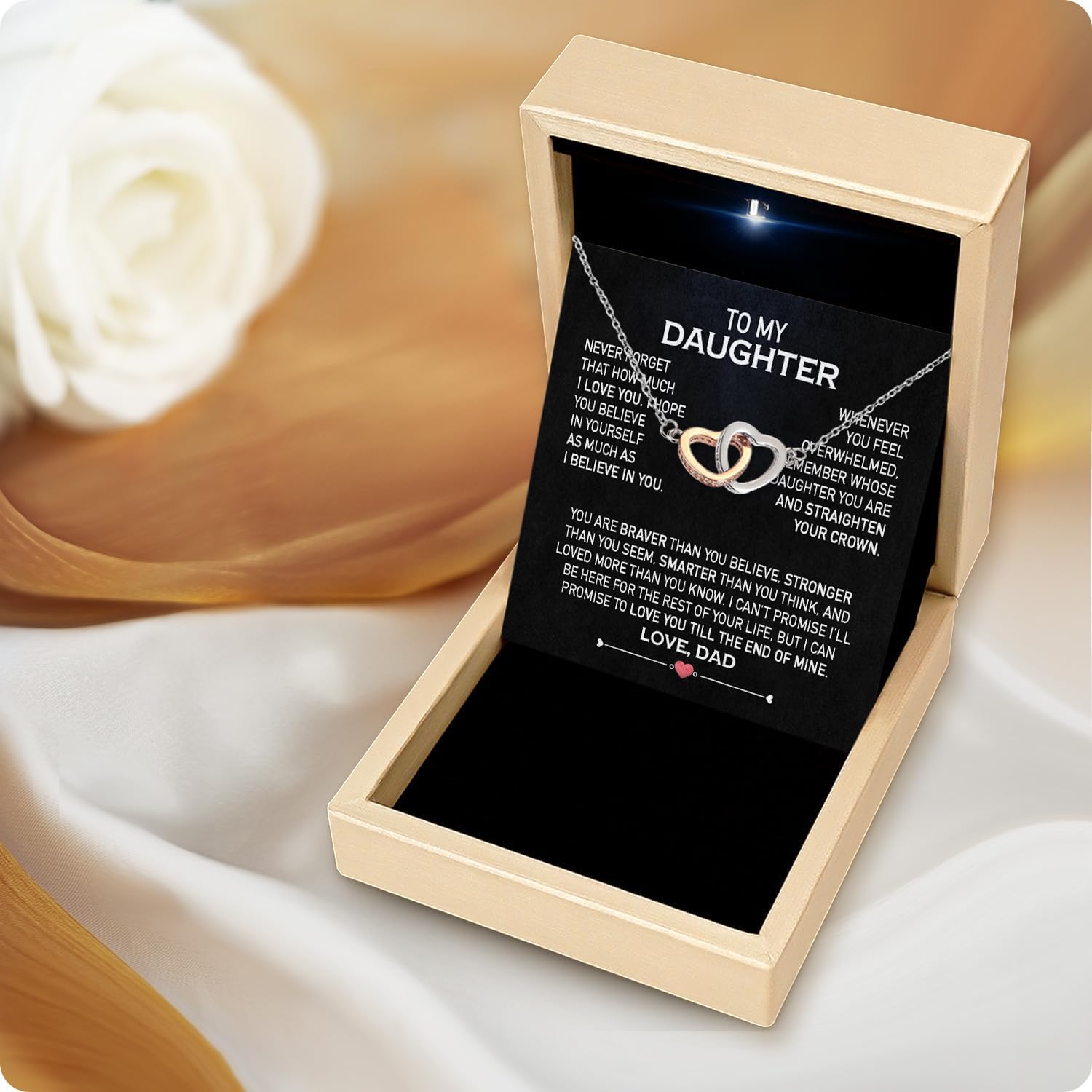 Larvincy To My Daughter Necklace From Dad With Heartfelt Message & Elegant Box, Gifts For Daughter From Father, Beautiful Jewelry Gift From Love Daddy On Graduation, Birthday, Wedding, Valentine’s Day - Image 3