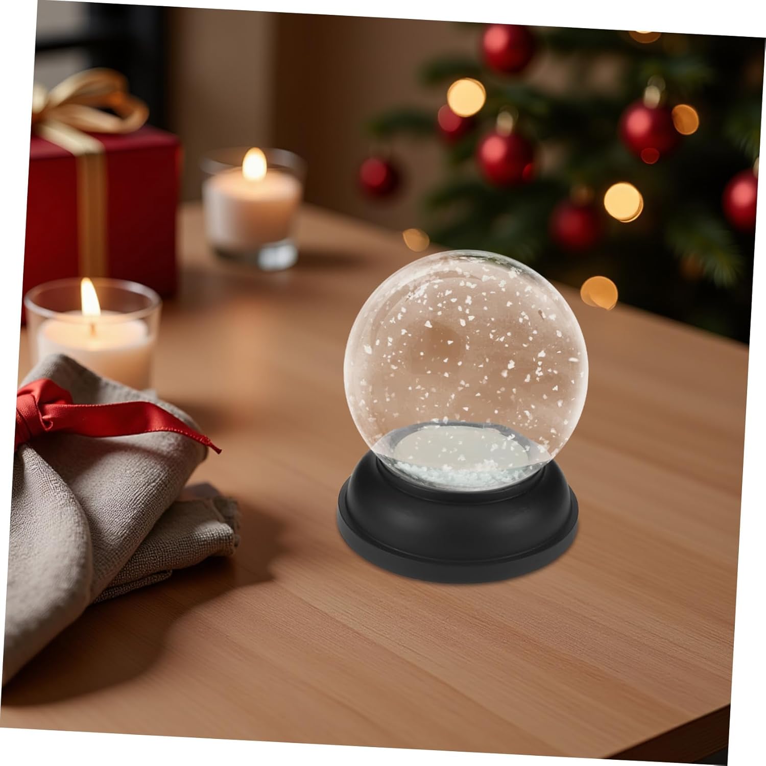 DIY Thickened Glass Snow Globe Kit with Black Resin Base Transparent Globe for Holiday Crafts Wedding Favors and Party Decorations Easy Assembly for Creative DIY Projects