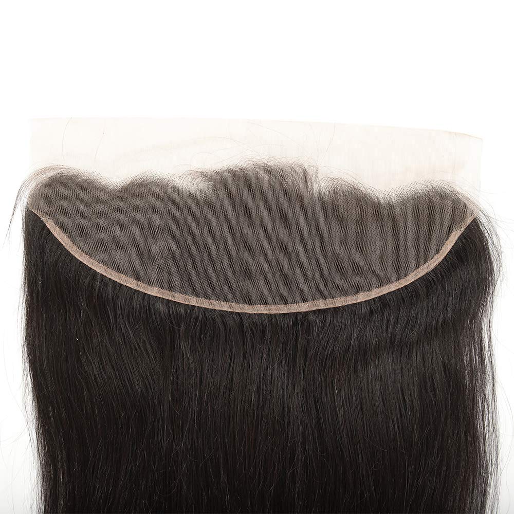 Straight Hair Lace Frontal 13x4 Ear to Ear Lace Front Closure Brazilian Virgin Remy Human Hair Straight Frontal Natural Black Color 16 inch