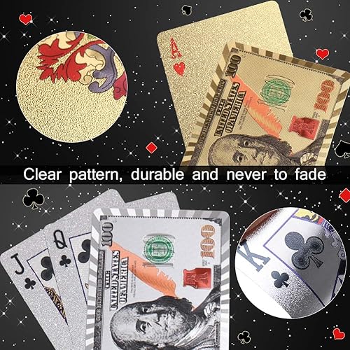 Miniatura 17 de Joyoldelf Black Playing Cards with Rose Pattern, 2pcs Deck of Cards, PVC Plastic & Waterproof Playing Cards, Cool Card Decks Suitable for Family or