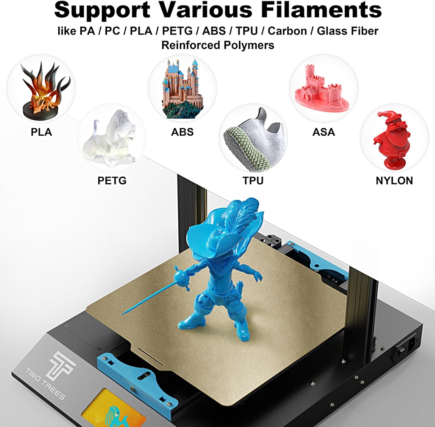 FTVOGUE Adhesion Printing Plate Kit 258x258mm with Magnetic Build Platform, Easy Demoulding for PLA ABS PETG TPU PC PA Filament 3D Printer Replacement