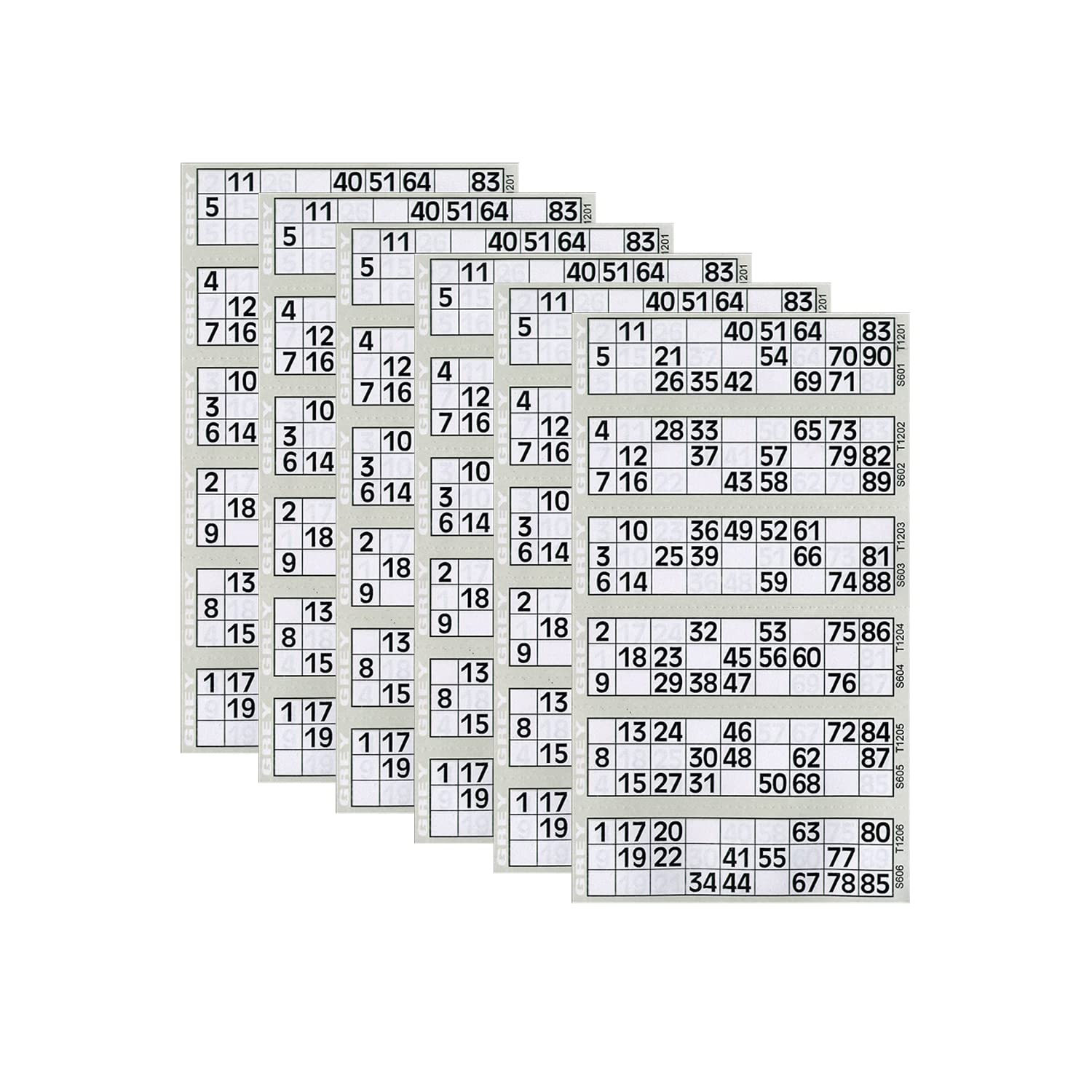 M1SS 6000 Bingo Flyers Single Sheets Jumbo 6 to View - 10 Pads of 600 (Grey)