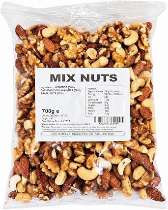 Ginco Mixed Nuts 700g, Raw Unsalted Cashews, Almonds, Walnuts & Brazil Nuts
