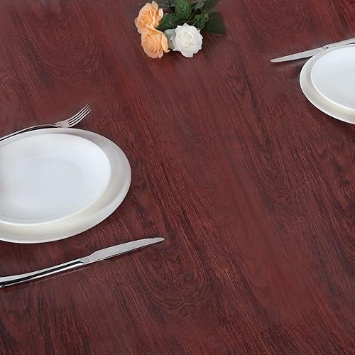 Miniatura 74 de LUSHVIDA - Mantel ajustable de vinilo para mesa redonda, impermeable y con borde elástico, mantel de plástico