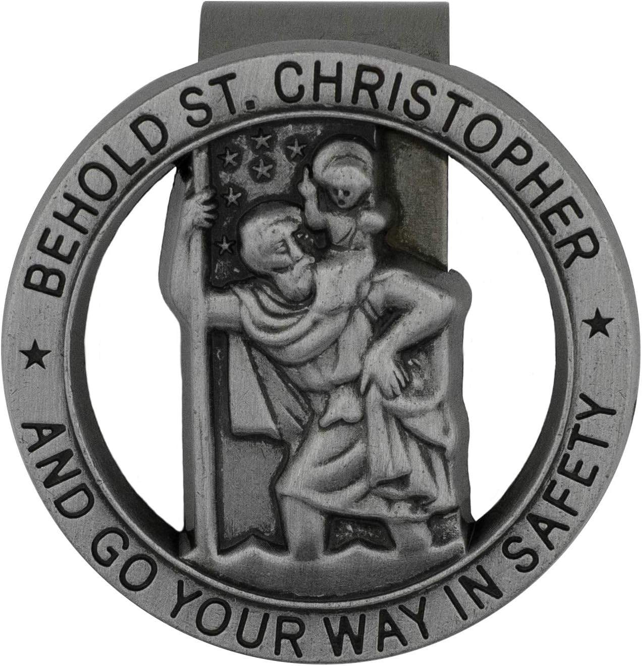 Venerare Saint Christopher Visor Clip | Patron Saint of Travelers and Motorists | Behold St. Christopher and Go Your Way in Safety | Great Catholic Gift for New Drivers and Car Owners