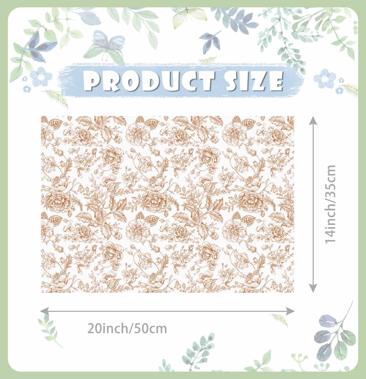 MUNILAIL 100 Sheets Brown Floral Tissue Paper 14 x 20 Inches Flower Tissue Paper for Gift Bags Vintage Floral Gift Paper Tissue for Birthday Gift Packing Crafts