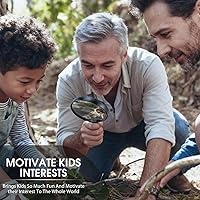 Vista 9 de Lupa grande con luz, lupa iluminada de mano con 3 luces LED, 1 bolsa de almacenamiento de luz UV, paño limpio para inspección de lectura de personas