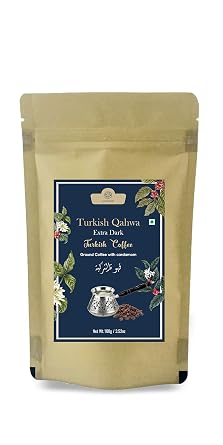 AL MASNOON Turkish Qahwa| Turkish Coffee | Extra Dark Ground Coffee With Cardamom 100G Pack Of 1