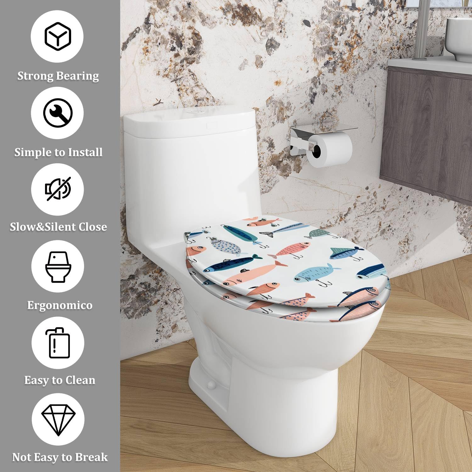 Asiento de inodoro alargado genérico para baño