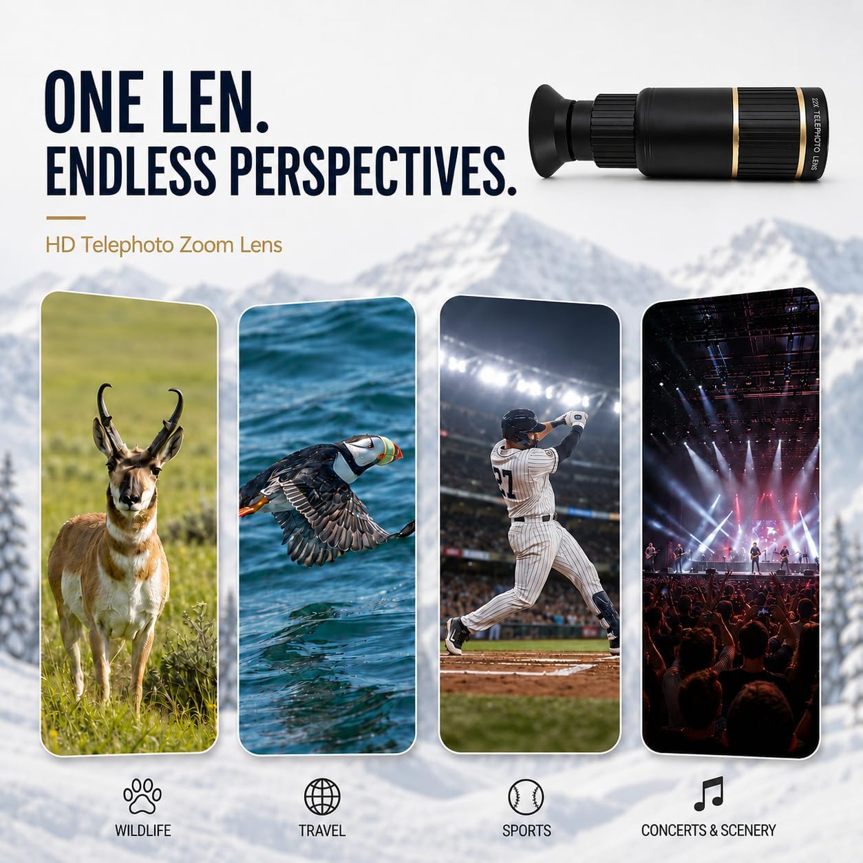 22X HD Telephoto Lens for Phone, High Power Telephoto Camera Lens with Universal Clip Compatibility Most Smartphone