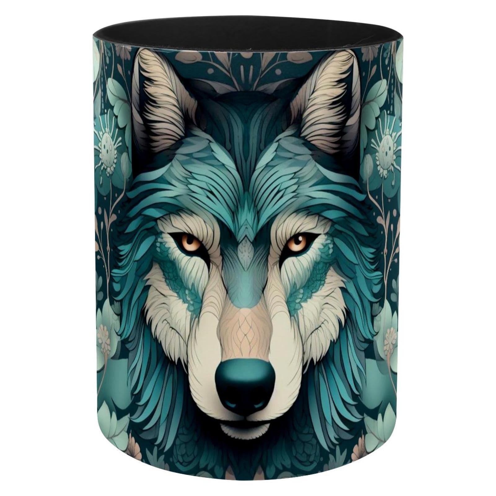 Porte-pinceaux de maquillage loup vert en métal durable