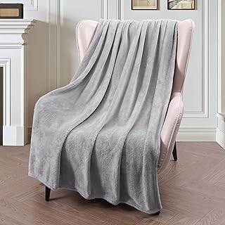 Exclusivo Mezcla Fleece Throw Blanket for Couch, Sofa, 300GSM Super Soft and Warm Blankets, Light Grey Throw All Season Us...