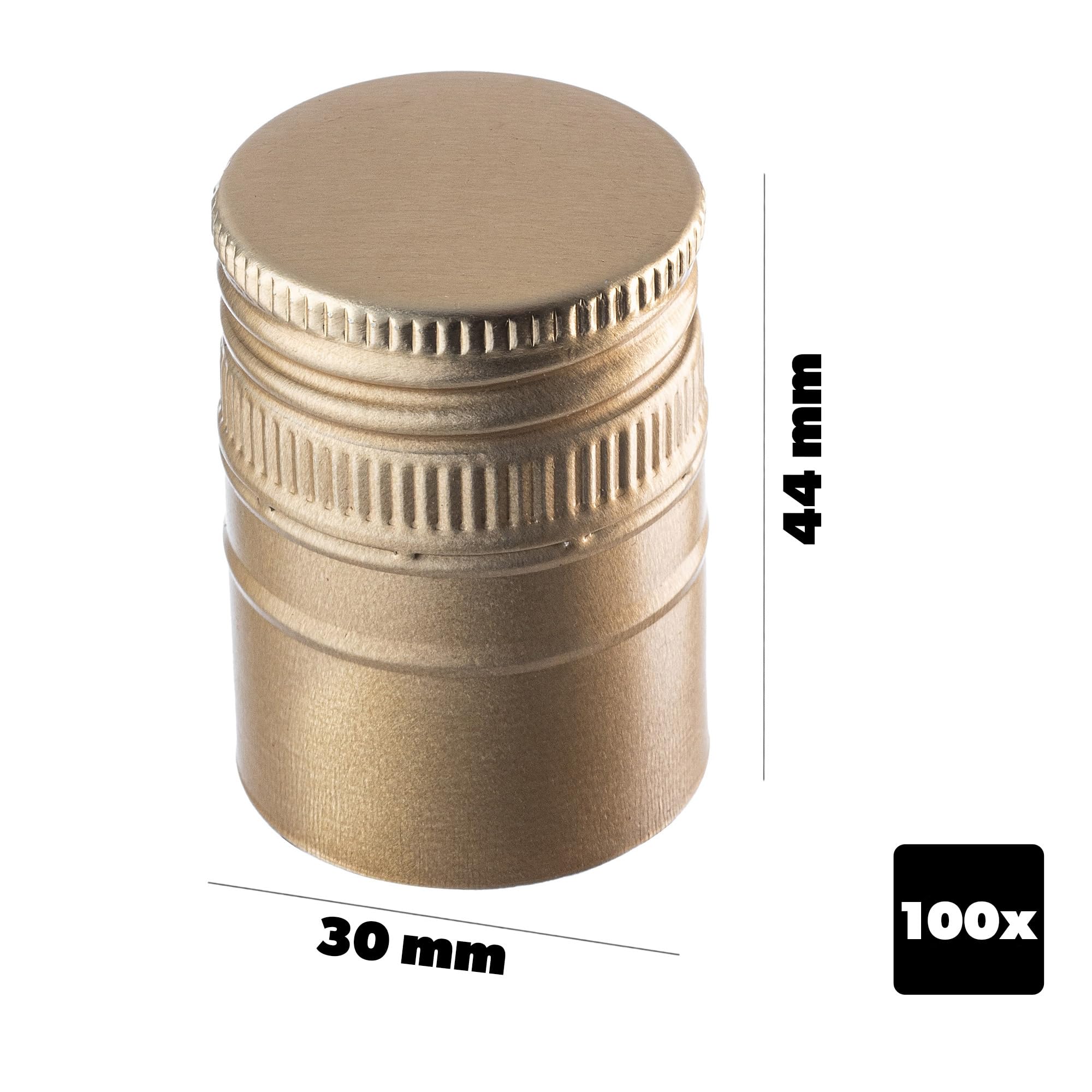 KADAX Tappo a vite 30x44mm per bottiglie, tappo in alluminio, tappo a vite per bottiglie di vino, succhi di frutta e liquori (Oro, 100 pezzi)